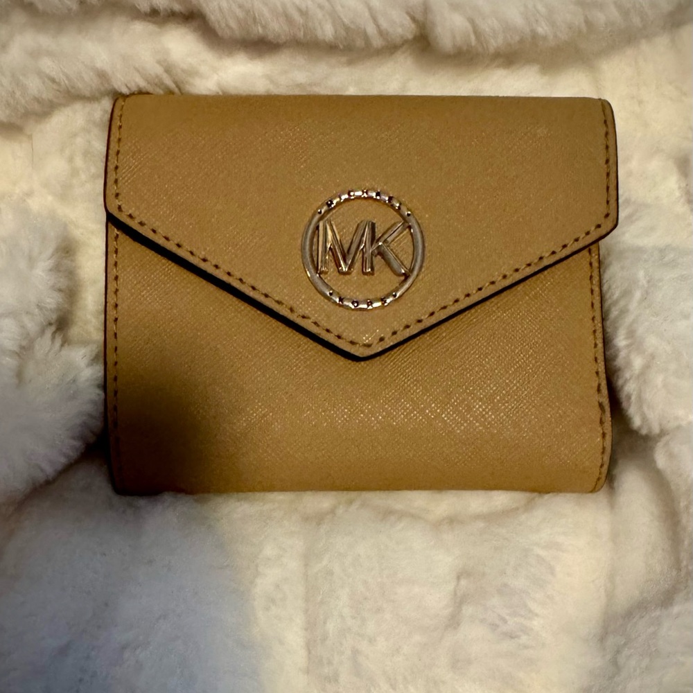 Michael Kors leather Camel Saffiano Envelope Wallet with MK Logo